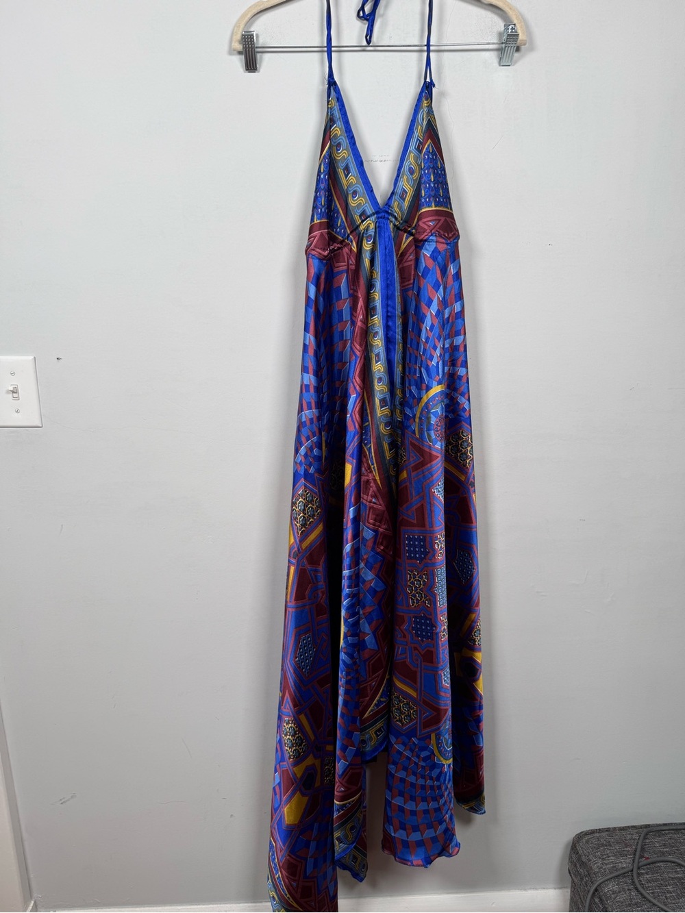Henna Tie Neck Maxi Dress, Open Back, O/S, Great Condition